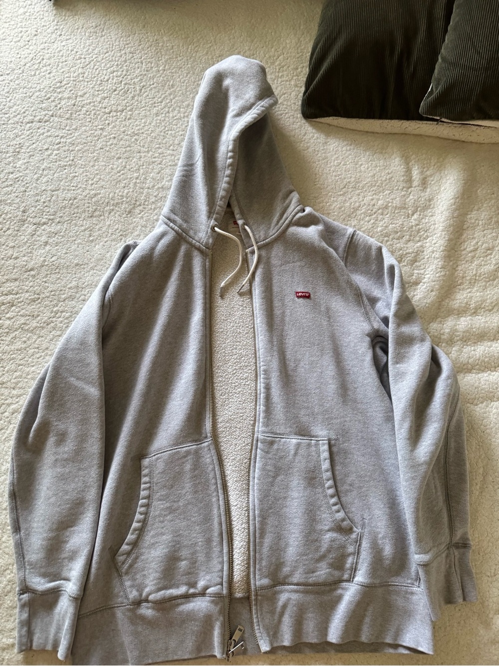 Levi's Light Gray Full-Zip Sherpa Hoodie